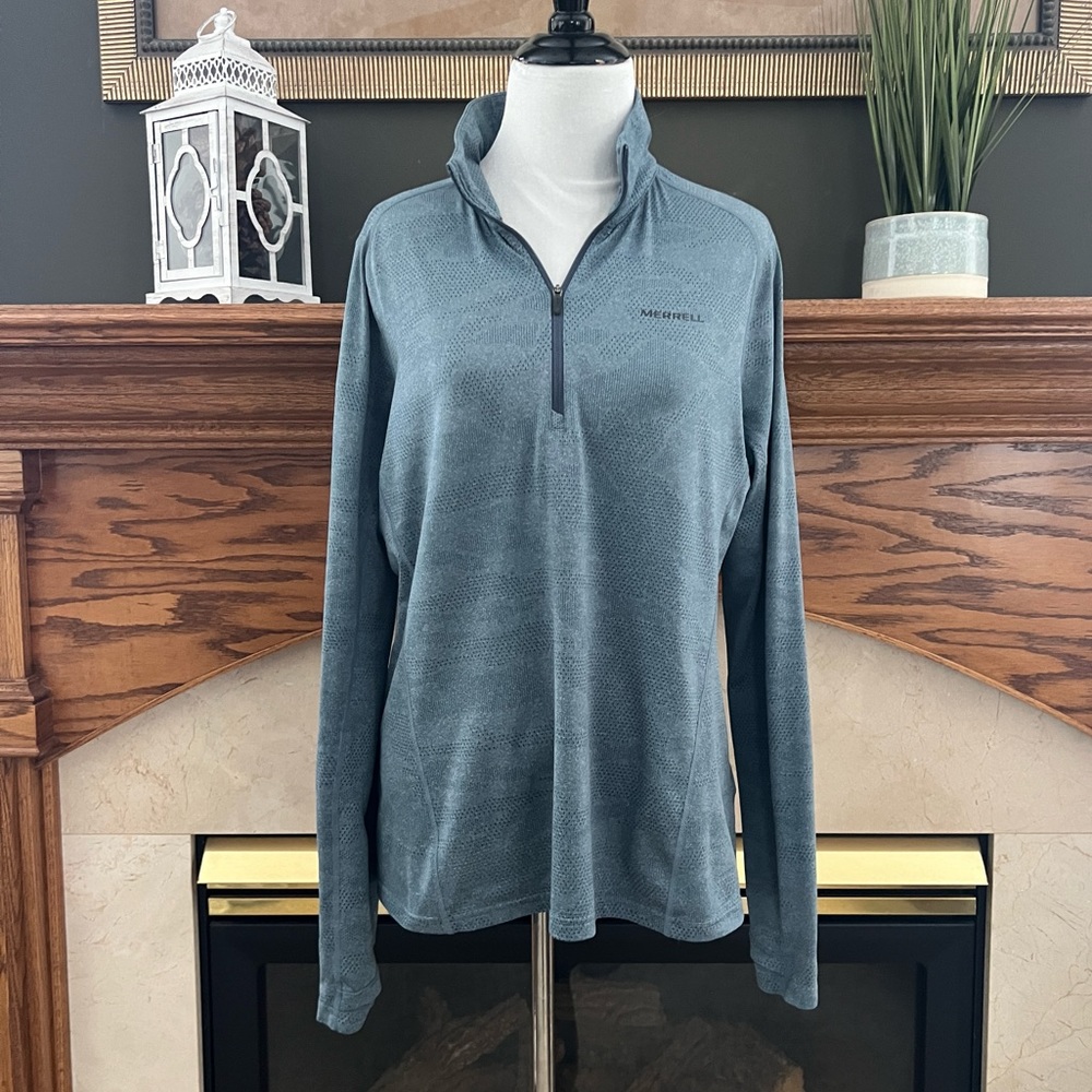 Merrell Women's Blue Quarter Zip Activewear Pullover Top Sz. M